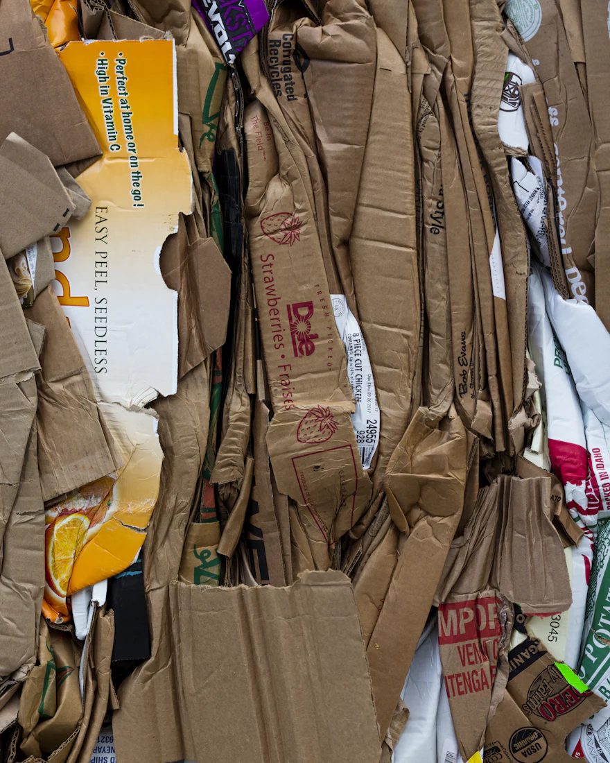 Papelão separado para reciclagem